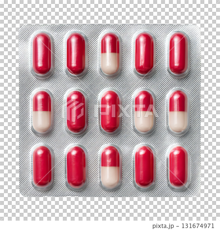 Capsules in blister pack isolated on white background 131674971