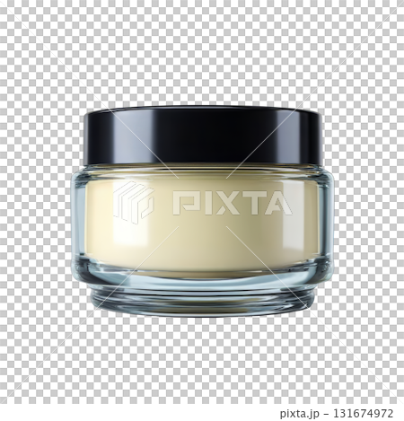 Glass jar with cosmetic cream on white background 131674972