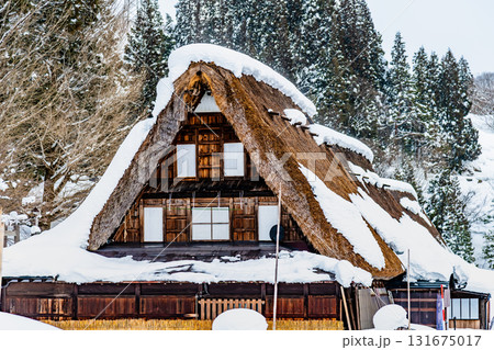 五箇山 相倉合掌造り集落　雪化粧した民家 131675017