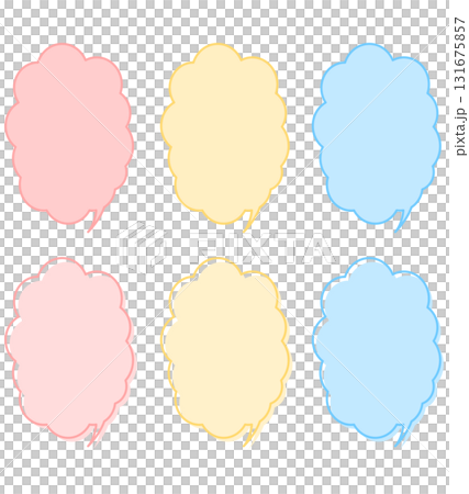 Pastel colored cloud-shaped speech bubble set Pastel colored cloud-shaped speech bubble set 131675857