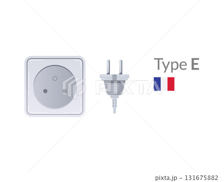 The Type E Electrical Plug and Socket is a standardized connector commonly used in France 131675882