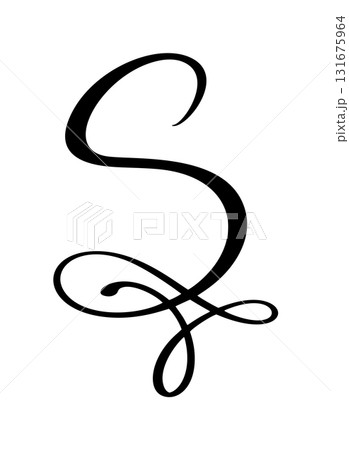 Calligraphic letter S forming an elegant vector initial in script typography, and design alphabet, representing decoration, Calligraphic letter S forming an elegant vector initial in script typography, and design alphabet, representing decoration, 131675964
