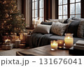 Cozy-style Christmas decoration with a Christmas tree 131676041