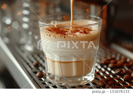 Creamy Latte With Perfect Foam Layers Creamy Latte With Perfect Foam Layers 131676135