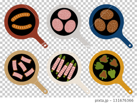 煎鍋中的肉類菜餚插圖 131676366