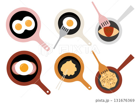 卵の色々な調理シーンのイラスト 131676369