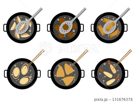 揚げ物のイラストセット素材 揚げ物のイラストセット素材 131676378