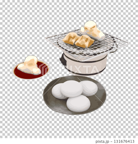 冬の年末年始お正月に食べる七輪の焼き餅 131676413