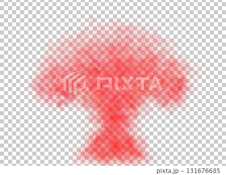 Red mushroom cloud smoke explosion on transparent background with dense texture for dramatic and intense visuals Red mushroom cloud smoke explosion on transparent background with dense texture for dramatic and intense visuals 131676685