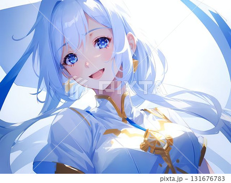 華やかな笑顔をもつ青い髪の女性 華やかな笑顔をもつ青い髪の女性 131676783