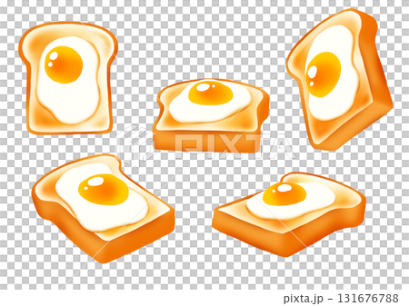 目玉焼きをのせたさっくりトースト5種セット 目玉焼きをのせたさっくりトースト5種セット 131676788