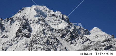 Naya Kanga and Baden Powell Peak after new snow fall. View from Tserko Ri, Nepal. 131677016