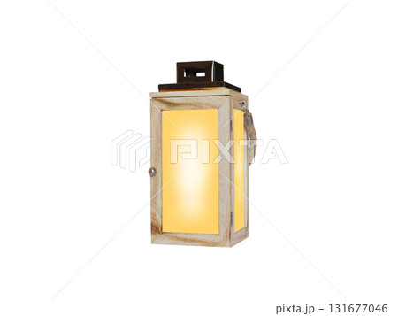 wooden flashlight for a candle is isolated on a white background wooden flashlight for a candle is isolated on a white background 131677046