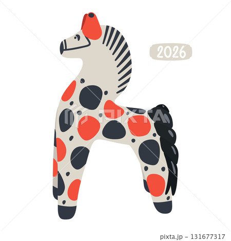 Sculpture of Dymkovsky clay toy horse. Inscription 131677317