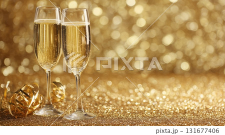 金のパーティクル、シャンパンのイメージ 131677406