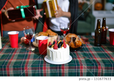 People having fun at Halloween party 131677633