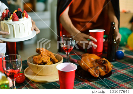 People having fun at Halloween party 131677645