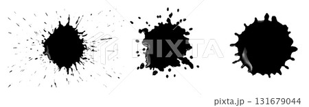 Set of artistic black ink stains, splashes and blotches isolated on transparent background. Set of artistic black ink stains, splashes and blotches isolated on transparent background. 131679044