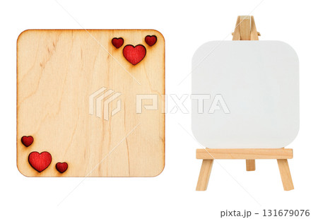 Set of writable boards with wooden heart board isolated on transparent background 131679076