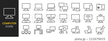 Computer icon set. It included laptop, notebook, IT, digital, desktop and more icons. Editable Vector Stroke. Computer icon set. It included laptop, notebook, IT, digital, desktop and more icons. Editable Vector Stroke. 131679435