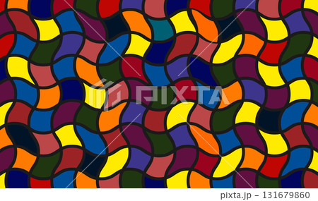 Colorful Curved Tessellation Pattern Abstract Wave Mosaic Art 131679860