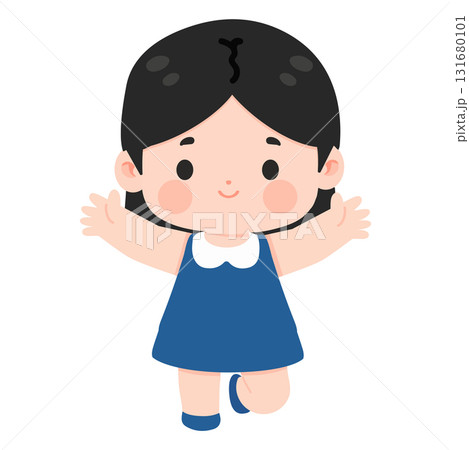 Cartoon Girl with Open Arms Cartoon Girl with Open Arms 131680101
