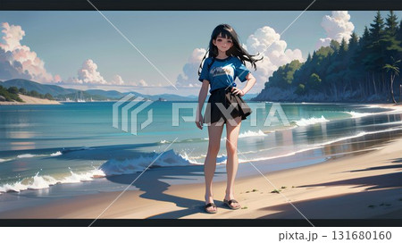 海辺に立つ女の子 海辺に立つ女の子 131680160