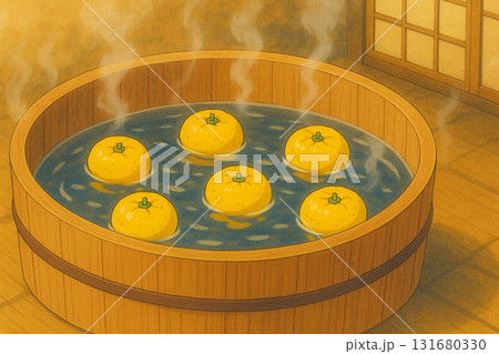 木桶に浮かぶ冬至のゆず湯 木桶に浮かぶ冬至のゆず湯 131680330