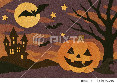 ハロウィン　イメージ　貼り絵風 131680340