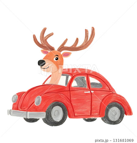 トナカイが車を運転しているイラスト トナカイが車を運転しているイラスト 131681069