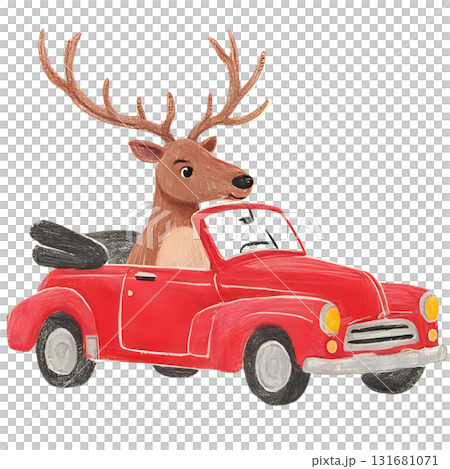 トナカイが車を運転しているイラスト 131681071
