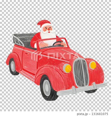 サンタクロースがオープンカーに乗っているのイラスト素材 [131681075