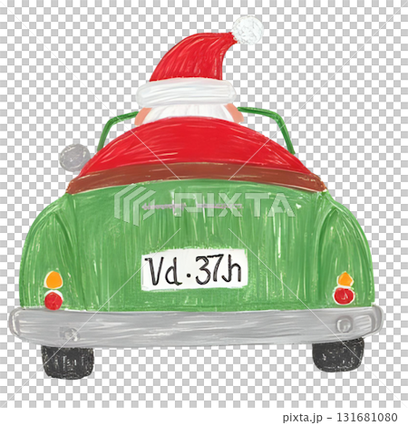 サンタクロースが車を運転している後ろ姿 131681080
