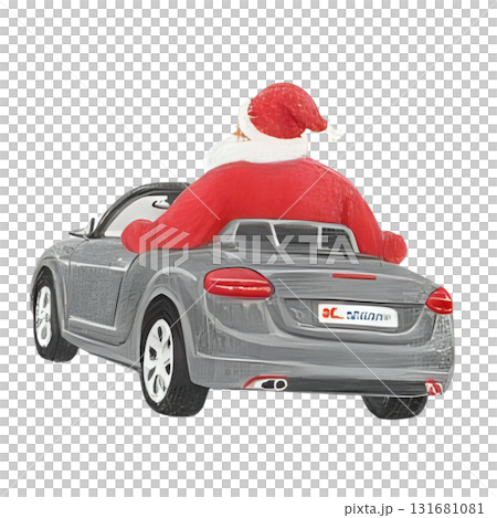 聖誕老人駕駛汽車的後視圖 聖誕老人駕駛汽車的後視圖 131681081