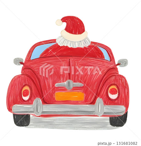 サンタクロースが車を運転している後ろ姿 131681082