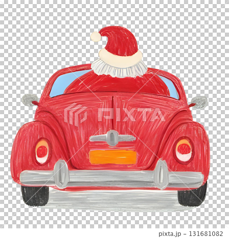 サンタクロースが車を運転している後ろ姿 131681082