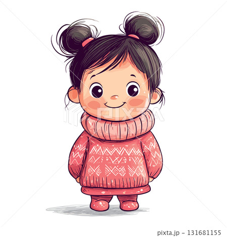 cute happy little baby girl in cozy winter sweater isolated vector illustration cute happy little baby girl in cozy winter sweater isolated vector illustration 131681155
