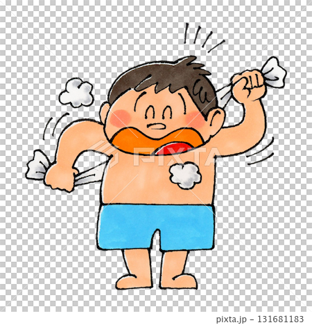 Boy doing dry friction Boy doing dry friction 131681183