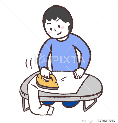 アイロンをかける男性のイラスト 131681543