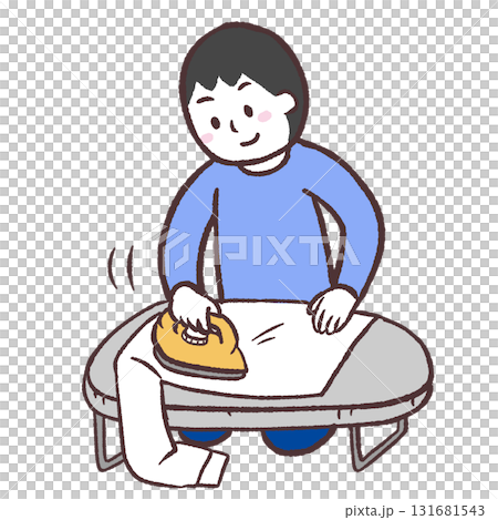 アイロンをかける男性のイラスト 131681543