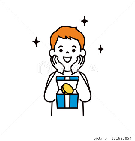 投資で資産運用に成功する、若い男性のシンプルな上半身ベクターイラスト素材 131681854