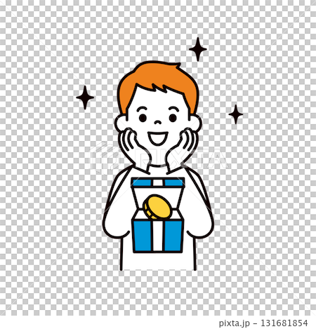 投資で資産運用に成功する、若い男性のシンプルな上半身ベクターイラスト素材 131681854