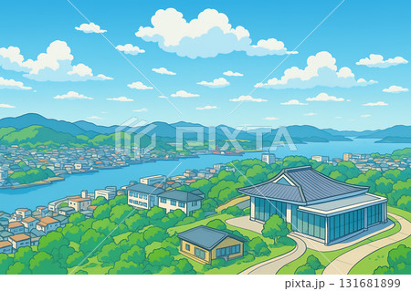 千光寺公園展望台から見た尾道のイラスト / An Illustration of Onomichi 131681899
