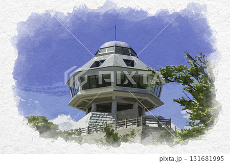 水彩画風 羽合温泉 ハワイ風土記館 鳥取県湯梨浜町 水彩画風 羽合温泉 ハワイ風土記館 鳥取県湯梨浜町 131681995