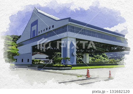 水彩画風　羽合温泉　東郷湖羽合臨海公園　ハワイ夢広場　鳥取県湯梨浜町 131682120