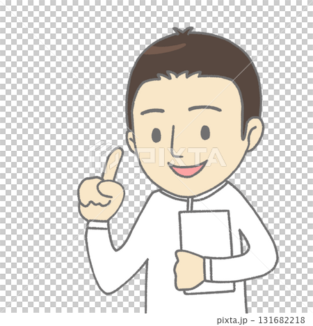 Illustration of a male medical worker explaining 131682218