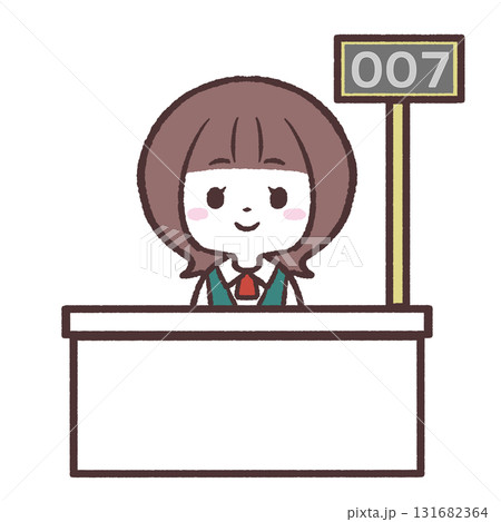受け付け窓口の女性イラスト 131682364