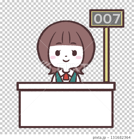 受け付け窓口の女性イラスト 131682364