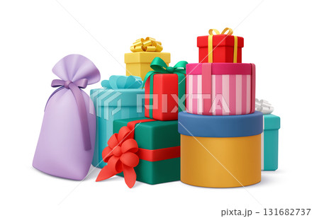 クリスマスプレゼントのイラスト 3D 131682737