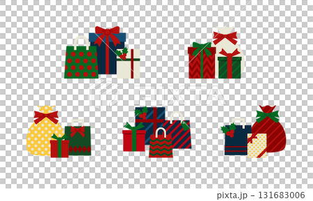 A simple illustration set of various combinations of Christmas gifts A simple illustration set of various combinations of Christmas gifts 131683006